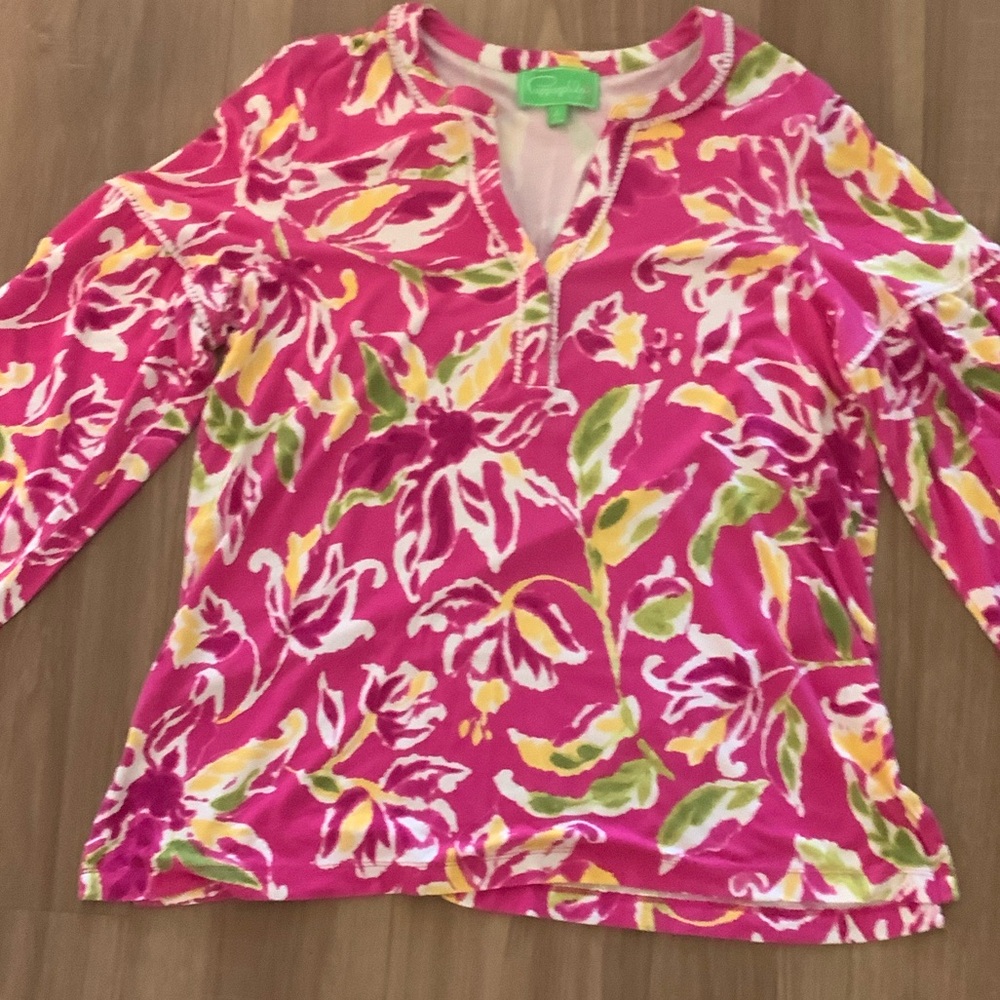 Lilly Pulitzer Pink Floral Long Sleeve Tunic